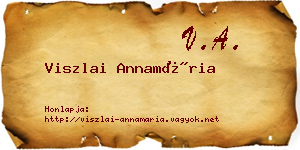 Viszlai Annamária névjegykártya